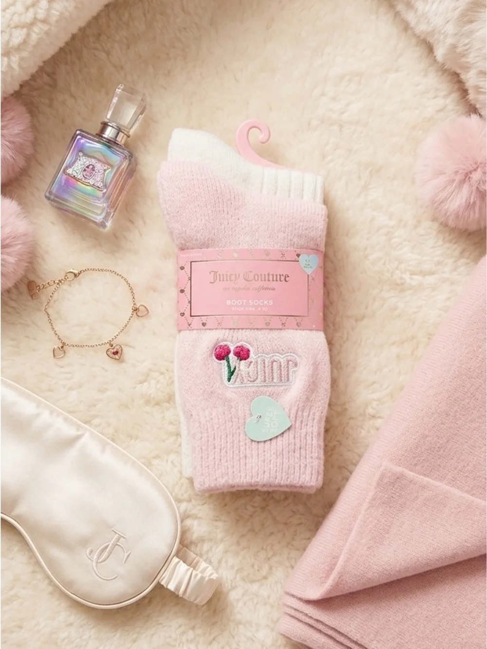 Juicy Couture Pink Plush Boot Socks